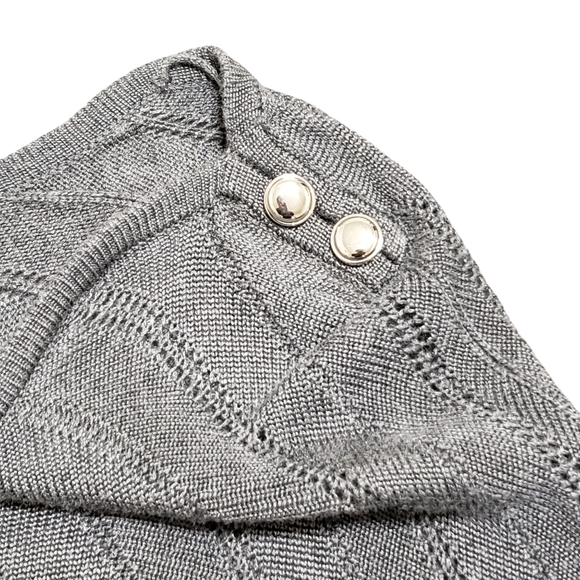 White House Black Market Asymmetric Grey/White Chevron Poncho Sweater Small - Picture 11 of 12